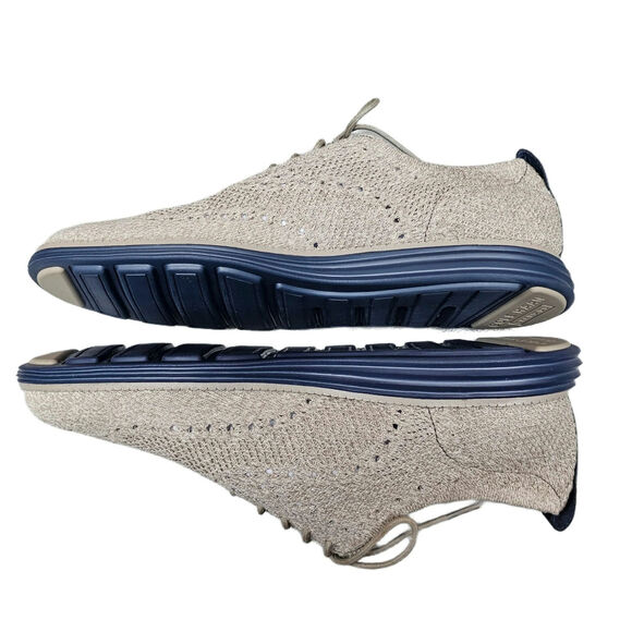 Tan Knit Oxfords Cole Haan StitchLite Size 10.5 Original Grand Wingtip Sneakers - Picture 12 of 13
